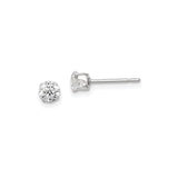 Sterling Silver Stud Earrings with Round Cubic Zirconia in Prong Setting, Minimalist Silver Jewelry for Women, Classic Unisex Style, Clear CZ for Daily Wear, Elegant Design for Formal Occasions