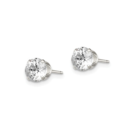 Sterling Silver 5mm Round CZ Stud Earrings Prong Setting