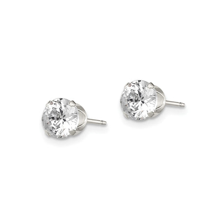 Sterling Silver Minimalist Round CZ Stud Earrings 4 Prong