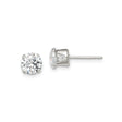 Sterling Silver Stud Earrings with Round Clear Cubic Zirconia in Classic 4-Prong Setting, Simple Minimalist Design for Women, Elegant Lightweight Style for Everyday or Formal Occasion Wear
