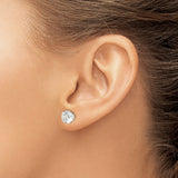 Sterling Silver Stud Earrings with 8mm Round Cut Cubic Zirconia, Classic Prong Setting