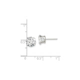 Sterling Silver Stud Earrings with 8mm Round Cut Cubic Zirconia, Classic Prong Setting