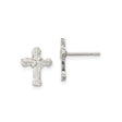 Sterling Silver Cross Pendant with Polished and Textured Gothic Floral Design