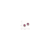 Sterling Silver Stud Earrings with Pink Tourmaline and Diamond Halo, Romantic Circle Design