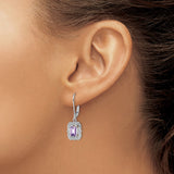 Sterling Silver Drop Earrings with Amethyst and Diamond Accents, Vintage Filigree Leverback Design