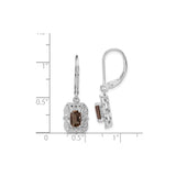 Sterling Silver Dangle Earrings with Smoky Quartz, Filigree Design, Diamond Accents, Leverback Closure