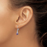 Sterling Silver Dangle Earrings with Amethyst and Diamond Accents, Curved Design for Women