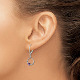 Sterling Silver Dangle Earrings with Amethyst and Diamond, Heart and Circle Drop Design
