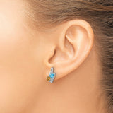 Sterling Silver Stud Earrings with Citrine and Swiss Blue Topaz, Dual Heart Design
