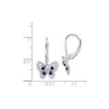 Sterling Silver Butterfly Dangle Earrings with Amethyst and Diamond Accents
