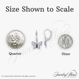 Sterling Silver Butterfly Dangle Earrings with Amethyst and Diamond, Filigree Nature-Inspired Design
