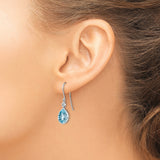 Sterling Silver Dangle Earrings with Sky Blue Topaz and Diamond, Floral Drop Design