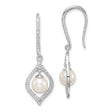 Sterling Silver Teardrop Dangle Earrings with White Pearl and Diamond Accents for Women