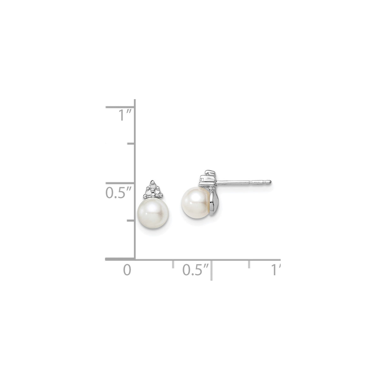 Sterling Silver Pearl Stud Earrings with Diamond Cluster Accents, Classic Bridal Jewelry