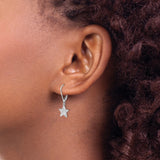 Sterling Silver Drop Earrings with Cubic Zirconia, Star Charm Celestial Design for Women