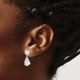 Sterling Silver Drop Earrings with Round and Pear Cubic Zirconia, Classic Dangle Design