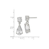 Sterling Silver Drop Earrings with Round and Pear Cubic Zirconia, Classic Dangle Design