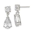 Sterling Silver Drop Earrings with Round and Pear Cubic Zirconia, Classic Dangle Design