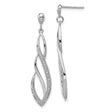 Sterling Silver Dangle Earrings with Diamond Accents and Twisted Marquise Design