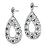 Sterling Silver Teardrop Dangle Earrings with Diamond and Openwork Heart Design