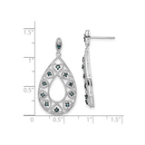 Sterling Silver Teardrop Dangle Earrings with Diamond and Openwork Heart Design