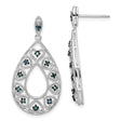 Sterling Silver Teardrop Dangle Earrings with Diamond and Openwork Heart Design