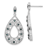 Sterling Silver Teardrop Dangle Earrings with Diamond and Openwork Heart Design