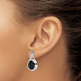 Sterling Silver Dangle Post Earrings with Black Onyx, Modern Minimalist Style for Women