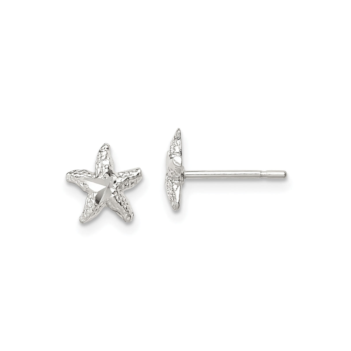 Sterling Silver Starfish Stud Earrings with Textured Ocean-Inspired Design