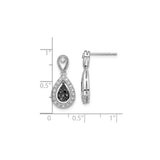 Sterling Silver Teardrop Dangle Earrings with Black and White Cubic Zirconia
