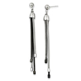Sterling Silver Dangle Earrings with Black and Silver Snake Chain Tassels, Modern Minimalist Design
