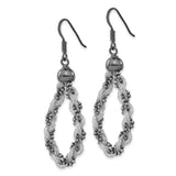 Sterling Silver Twisted Teardrop Dangle Earrings with Wire Strands and Textured Beads