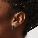 Sterling Silver Stud Earrings with Oval Onyx, Bezel Setting, Minimalist Design for Women