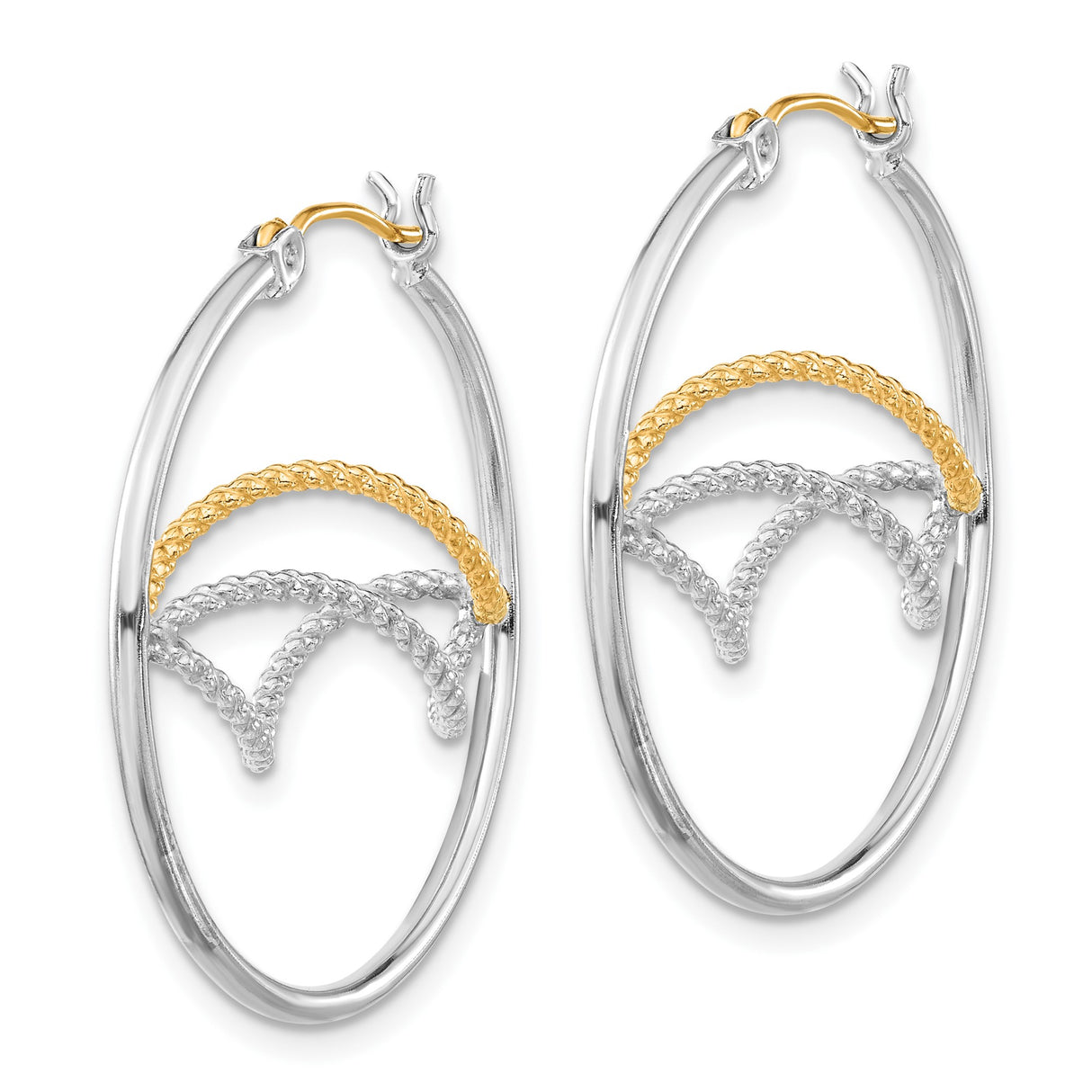 Sterling Silver Twisted Hoop Earrings with Two-Tone Rope Loops and Infinity Design
