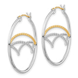 Sterling Silver Twisted Hoop Earrings with Two-Tone Rope Loops and Infinity Design