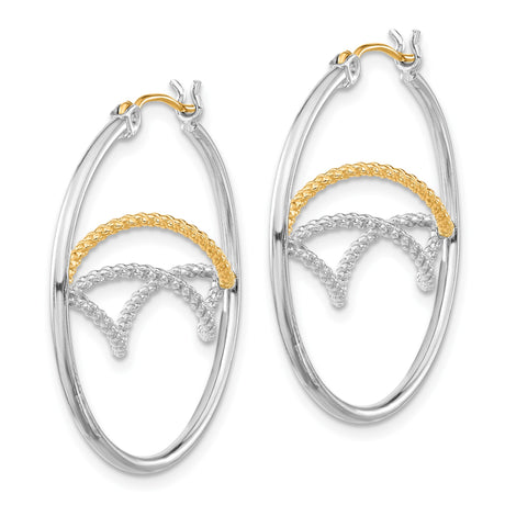 Sterling Silver Twisted Hoop Earrings with Two-Tone Rope Loops and Infinity Design