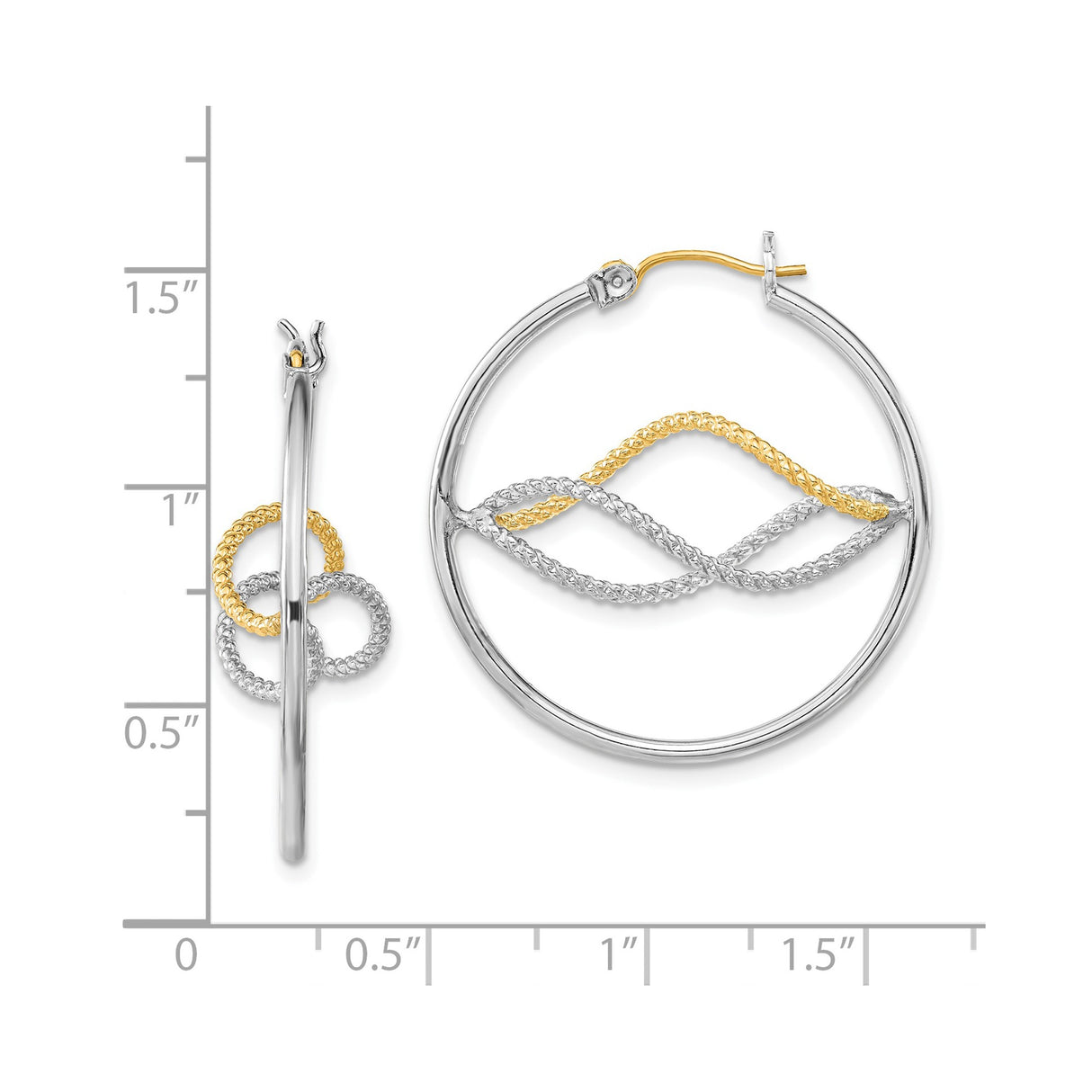 Sterling Silver Twisted Hoop Earrings with Two-Tone Rope Loops and Infinity Design