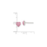 Sterling Silver Heart Stud Earrings with Pink Crystal Accents for Women and Girls