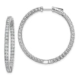 Sterling Silver Hoop Earrings with Double Row Cubic Zirconia, Sparkly Modern Design for Women