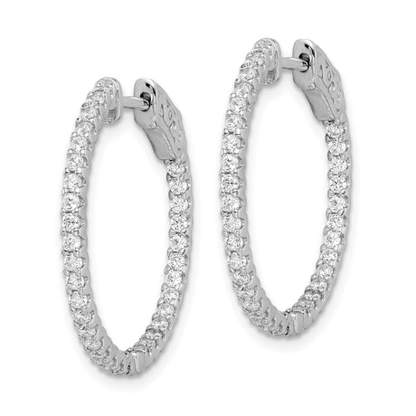Sterling Silver Hoop Earrings with Cubic Zirconia Inside-Out Design and Filigree Detailing