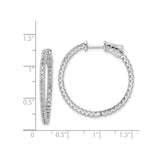 Sterling Silver Hoop Earrings with Double Row Cubic Zirconia, Scalloped Edge Design