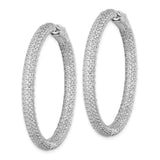 Sterling Silver Hoop Earrings with Pavé Cubic Zirconia, Round Lightweight Design