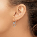 Sterling Silver Teardrop Dangle Earrings with Cubic Zirconia Accents and Polished Finish