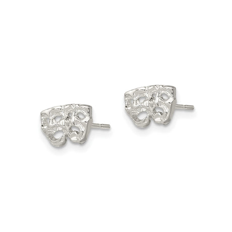 Sterling Silver Theater Mask Stud Earrings Drama Symbol