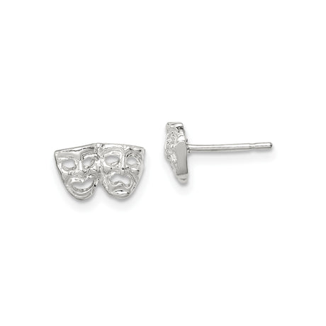 Sterling Silver Theater Mask Stud Earrings for Women and Unisex Wear, Classic Comedy and Tragedy Design, Drama Symbol Jewelry, Artistic Performance Accessory, Statement Acting Theater Studs