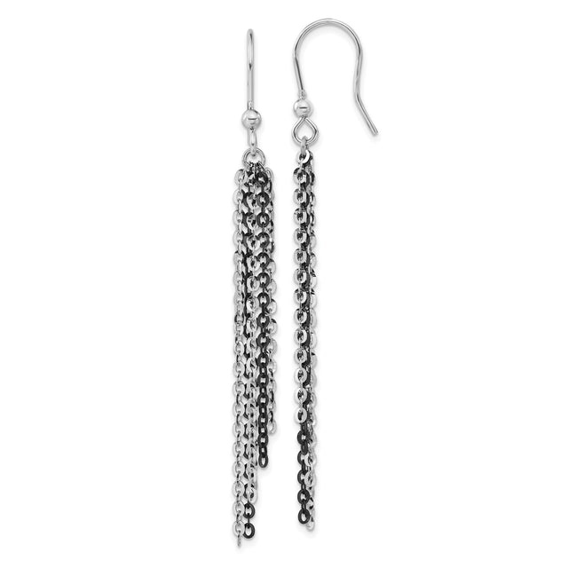 Sterling Silver Dangle Earrings with Cascading Chain Strands, Minimalist Linear Threader Drops for Women
