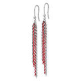 Sterling Silver Threader Earrings with Cascading Red and Silver Chains, Modern Drop Design for Women