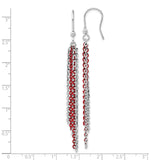 Sterling Silver Threader Earrings with Cascading Red and Silver Chains, Modern Drop Design for Women