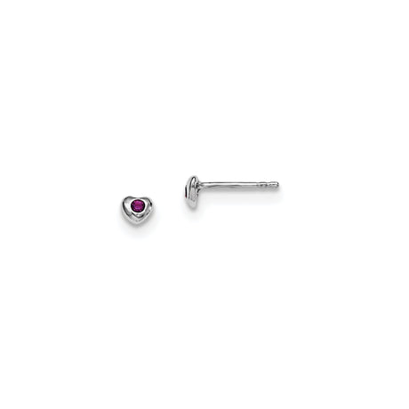 Sterling Silver Heart Stud Earrings with Pink Crystal, Minimalist Romantic Jewelry for Women and Girls