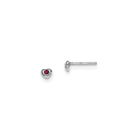 Sterling Silver Heart Stud Earrings with Pink Crystal, Dainty Romantic Design for Women